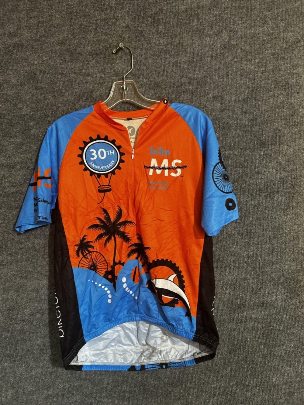 Pactimo Cycling Jersey Mens Large Orange Blue Bike MS Half Zip Short Sleeve Bike